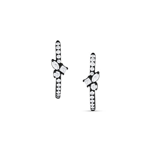 Dominique Cohen diamond small hoop mixy earrings with mixed shapes diamond cluster in 14K black gold<span class='visuallyhidden'>; shop help at 760-978-9297.</span>